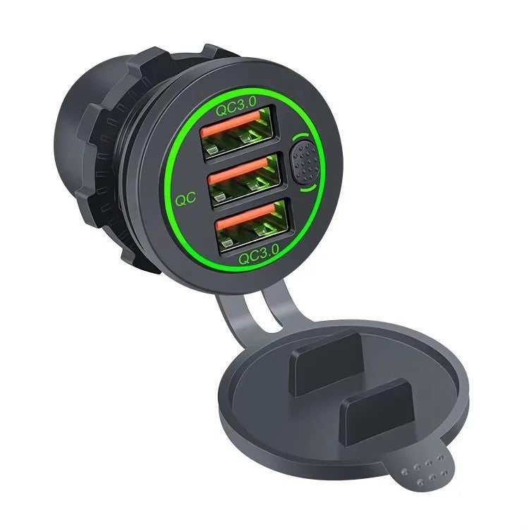 Bluejw 3-Port 18W Quick Charge 3.0 USB Car Charger - Flush Mount QC3.0 Cigarette Lighter Adapter 12V/24V Automobile Charger for Cars & More - Image 1